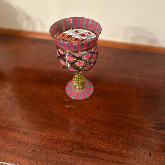 MACKENZIE-CHILDS Glass Circus Rose Handpainted Goblets. Circa 90’s - Picture 6 of 7